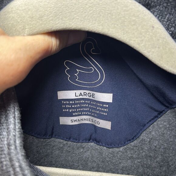 Swannies Golf Wolff Fleece Pullover 1/4 Snap Men’s large Charcoal-Navy Pullover - Picture 2 of 8